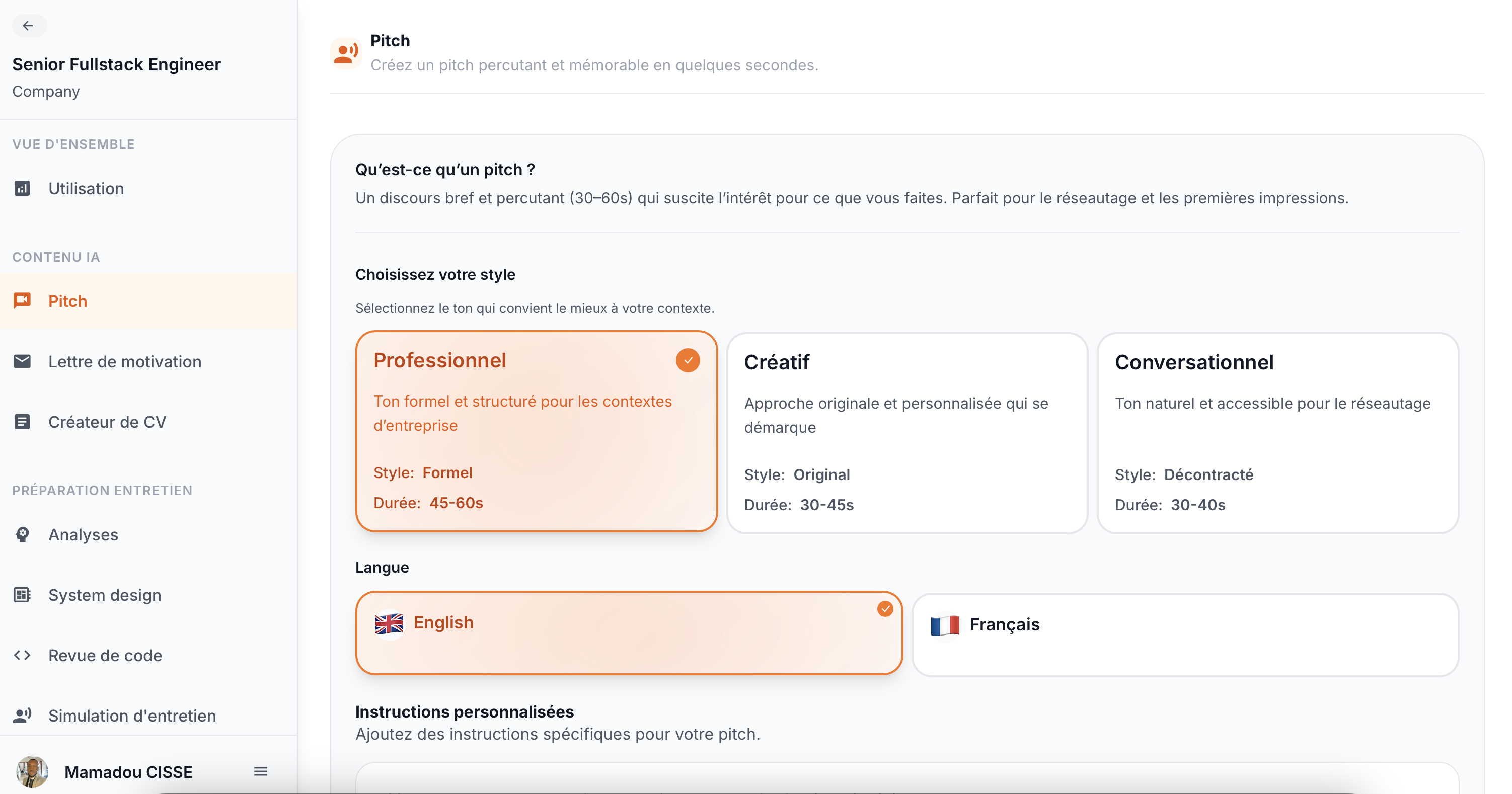 Génération de pitch